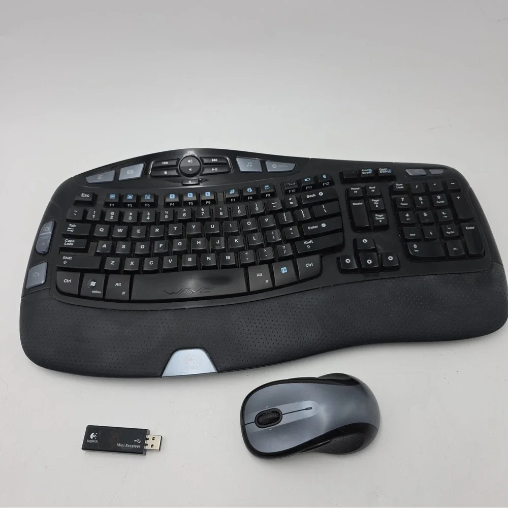 Logitech MK550 Comfort Wave Wireless Keyboard,Mouse,& Mini Receiver No Dongle